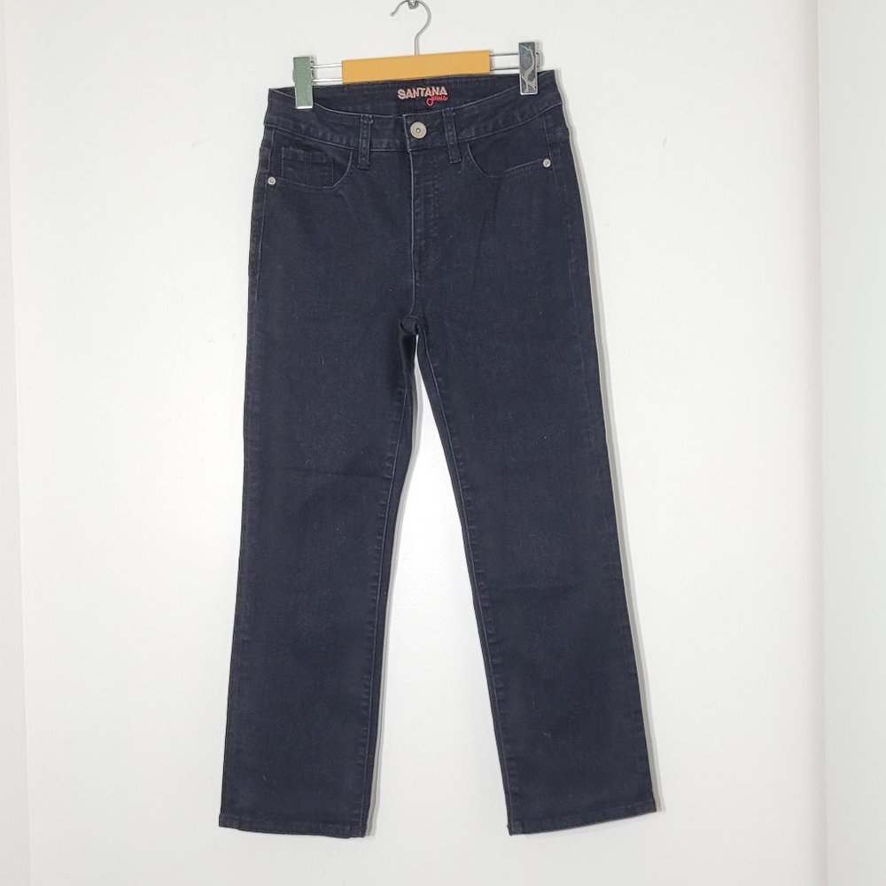 Santana Jeans Black Denim Pants High Rise Straight Leg Stretch Blend Womens 8